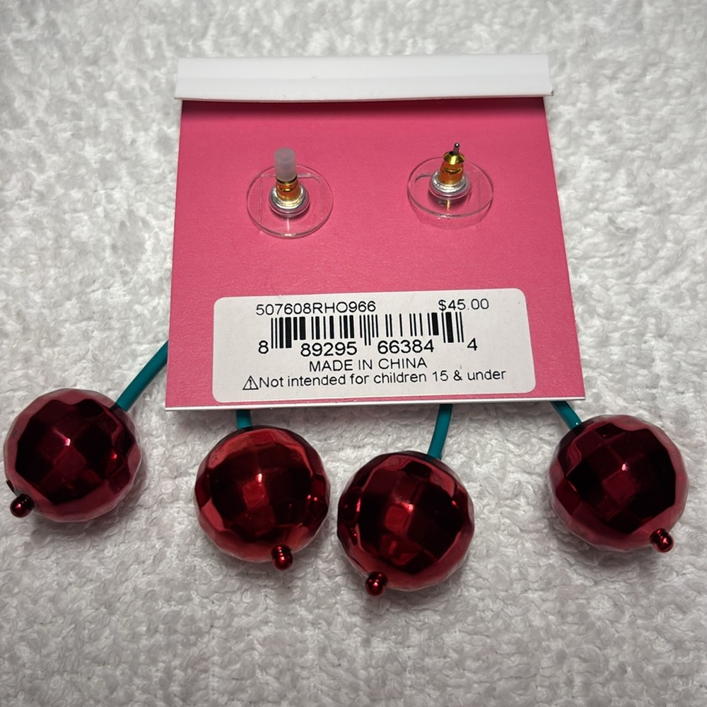 Betsey Johnson Think Pink Disco
Cherry Bow Drop Earrings New - Picture 4 of 6